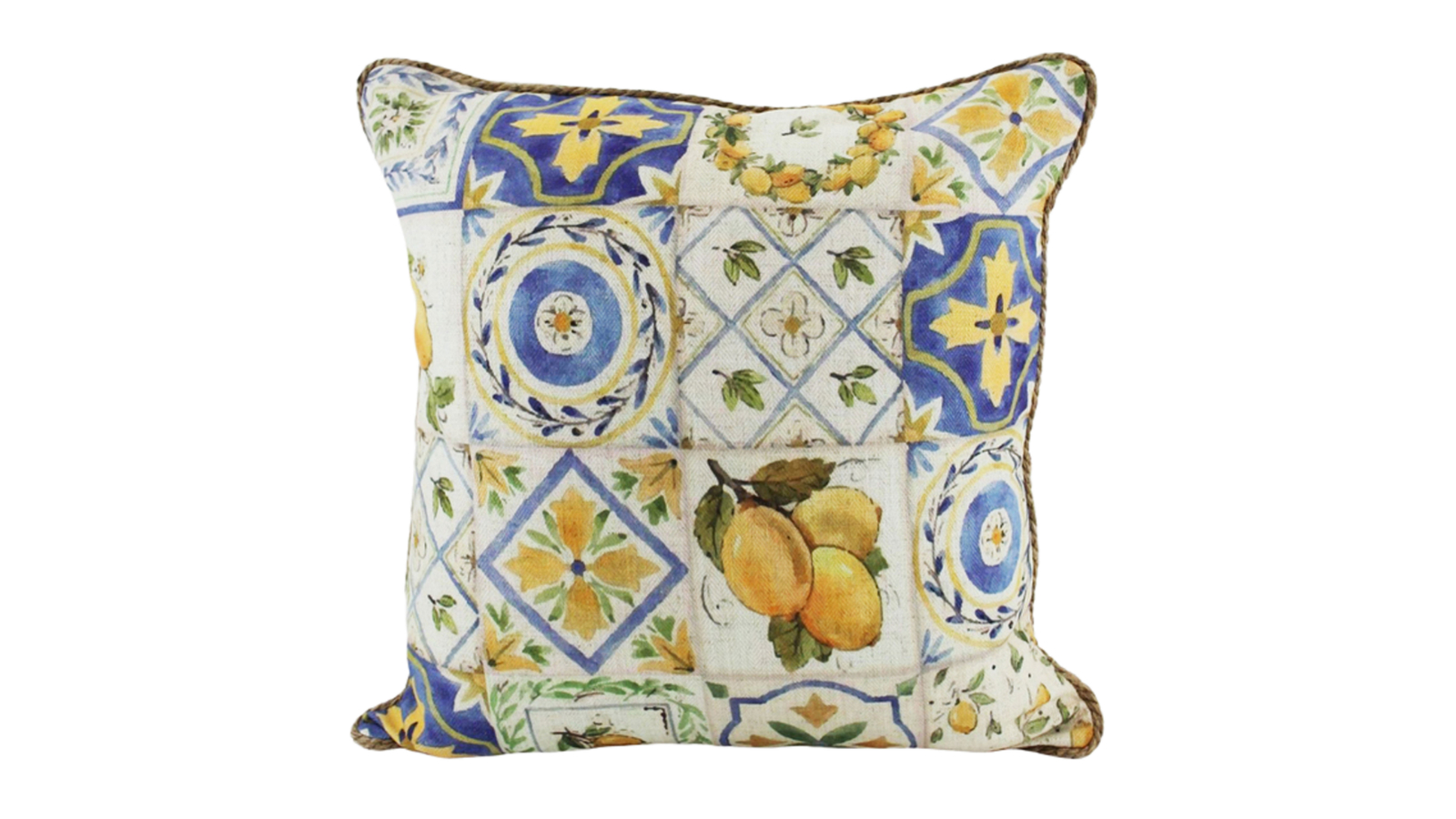 Lemon Tile Linen Cushion
