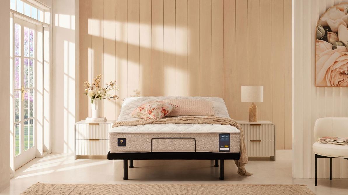 King Koil By A.H Beard Venture Super Firm Mattress + Renew Zero Clearance Adjustable Base Queen Bundle