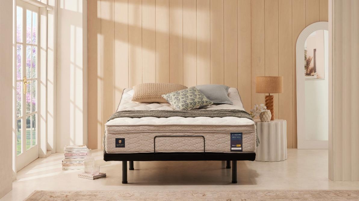 King Koil By A.H Beard Venture Medium/Plush Mattress + Renew Zero Clearance Adjustable Base Queen Bundle