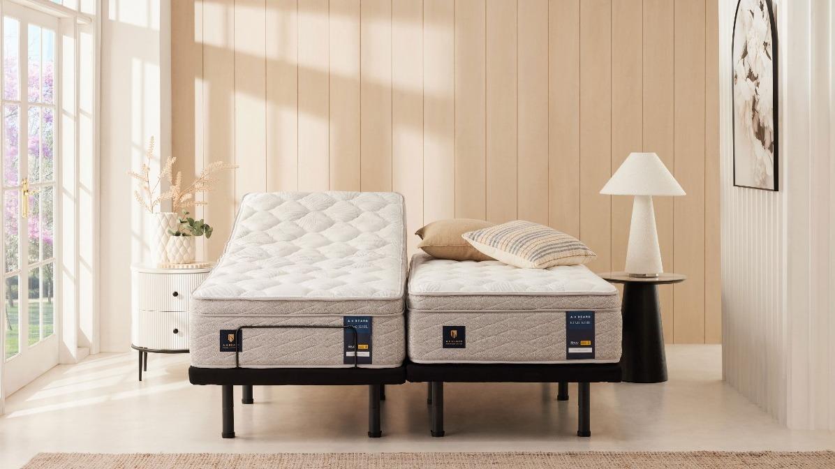 King Koil by A.H. Beard Venture Super Firm Mattress + A.H. Beard Renew Zero Clearance Adjustable Base Split King Bundle