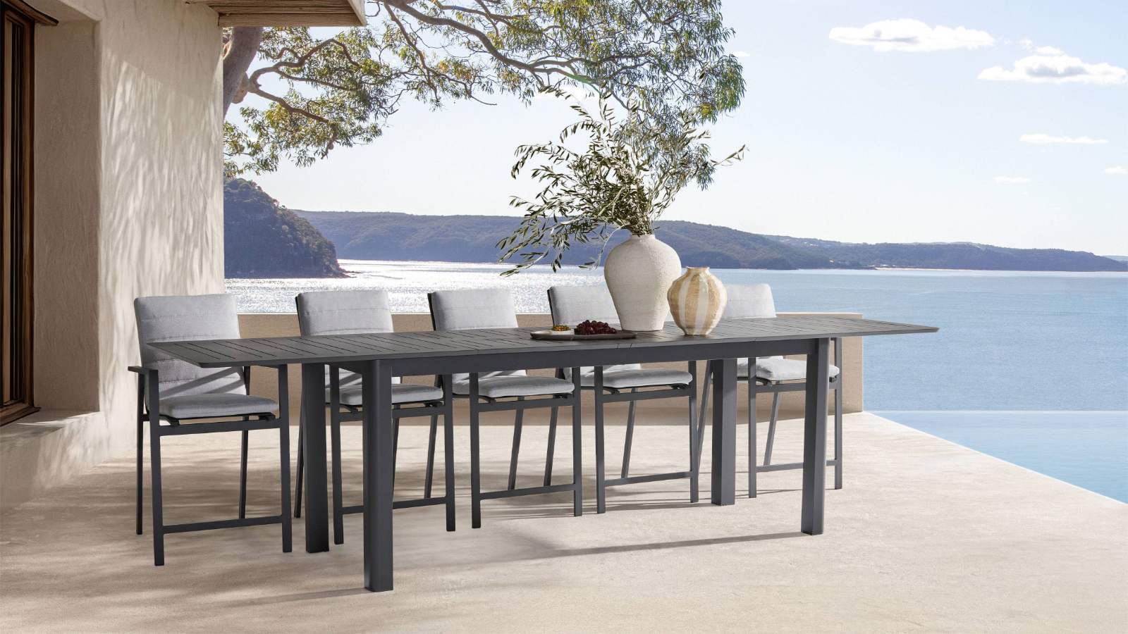 Ocean Outdoor Extension Bar Table in Gunmetal | Domayne