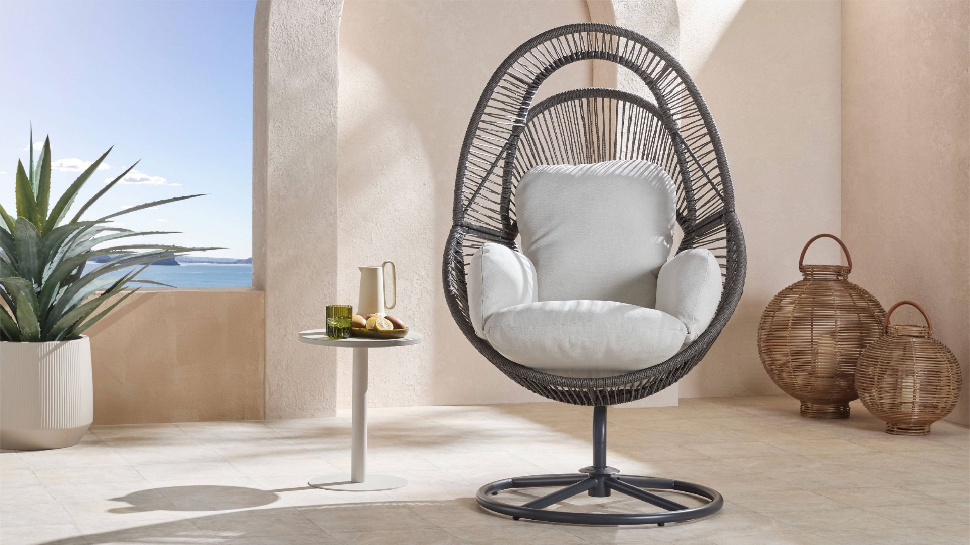 Samara Chair Samara Outdoor Egg Chair in Charcoal | Domayne