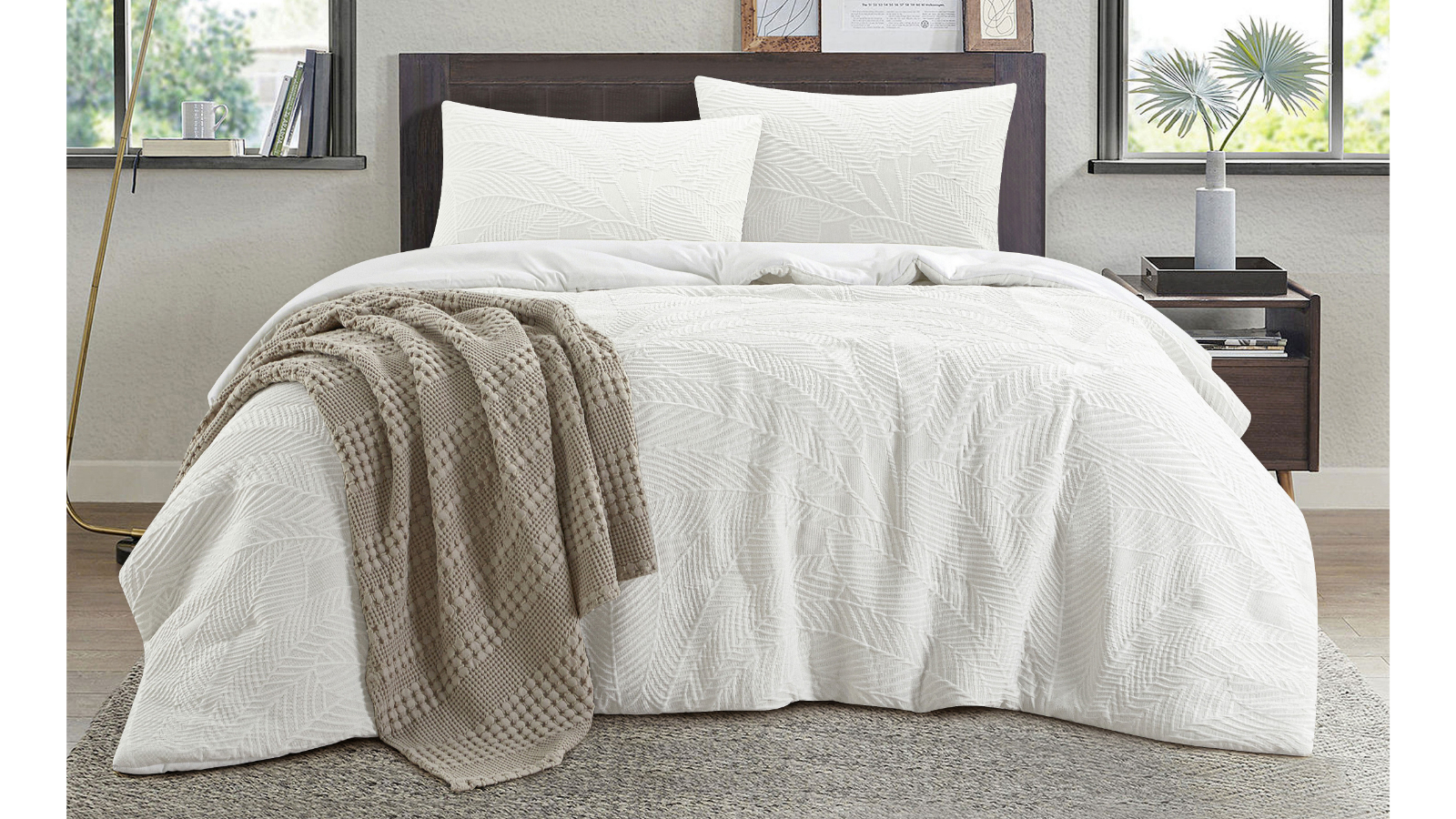 Haleiwa Embossed White Quilt Cover Set