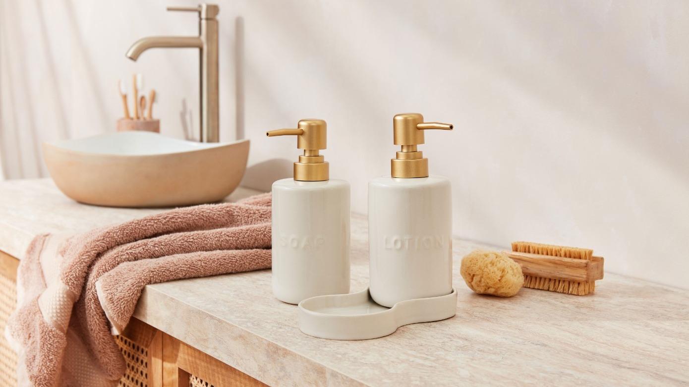 Elemental Dana Set of 2 Dispensers on Tray in White