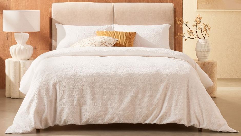Domayne Luxuries Lloyd White Quilt Cover Set
