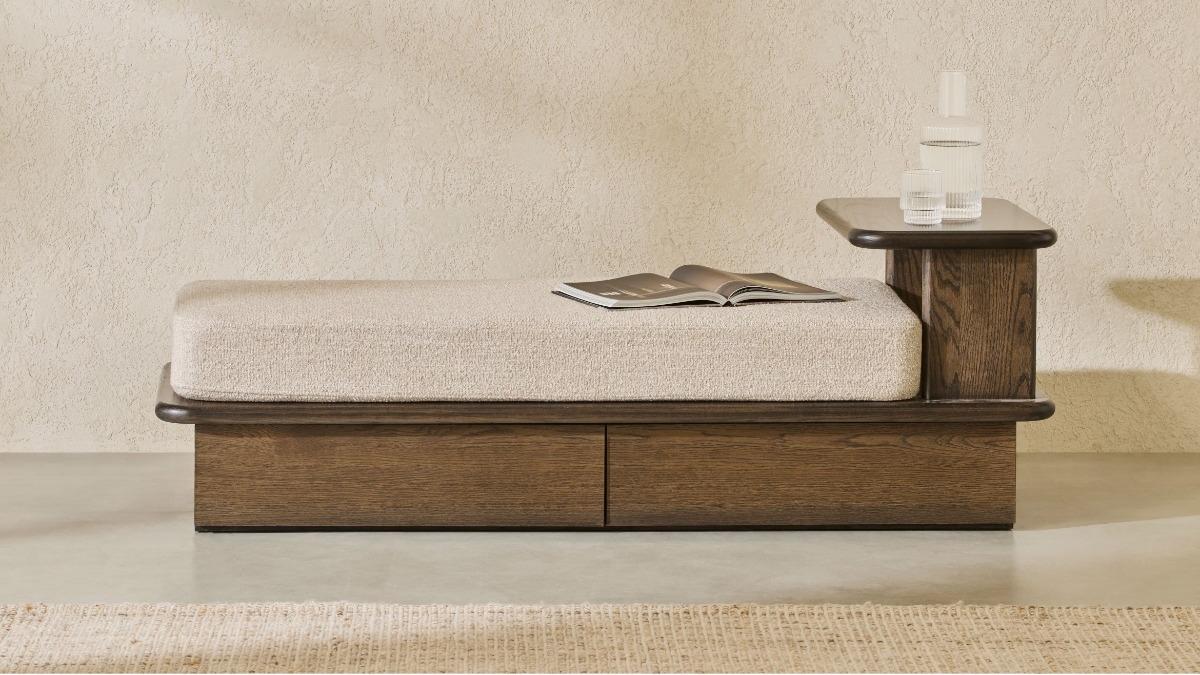 Pebble 2-Drawer Right Hand Facing Ottoman with Cushion