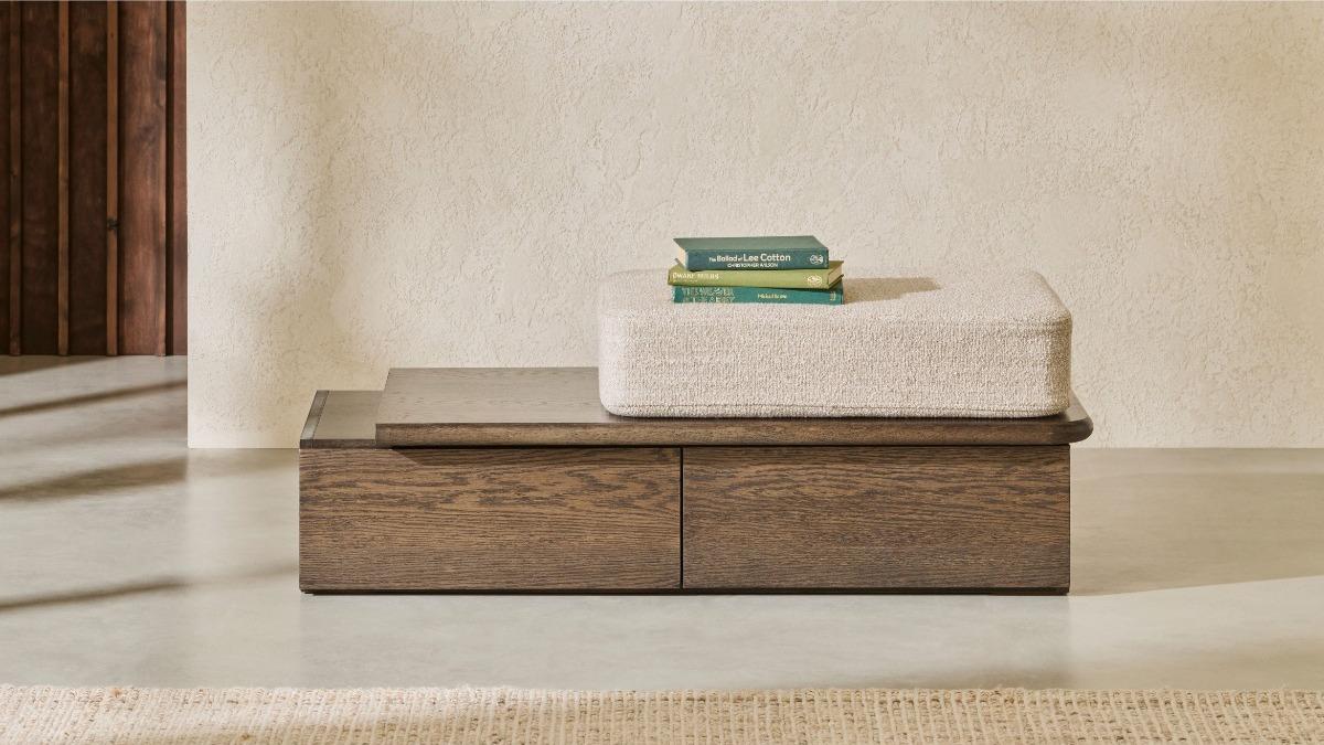 Pebble 2-Drawer Right Hand Facing Bench with Cushion