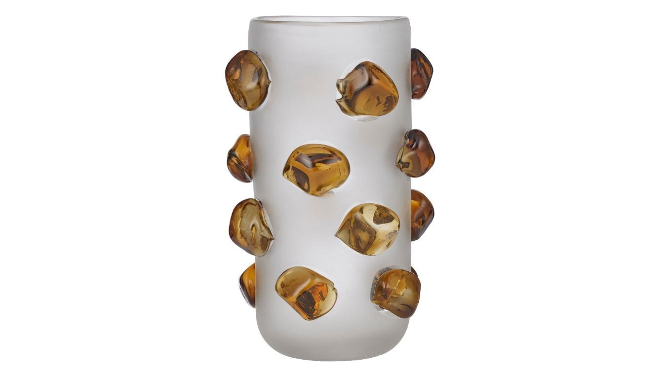 Miles Large Vase in White/Amber