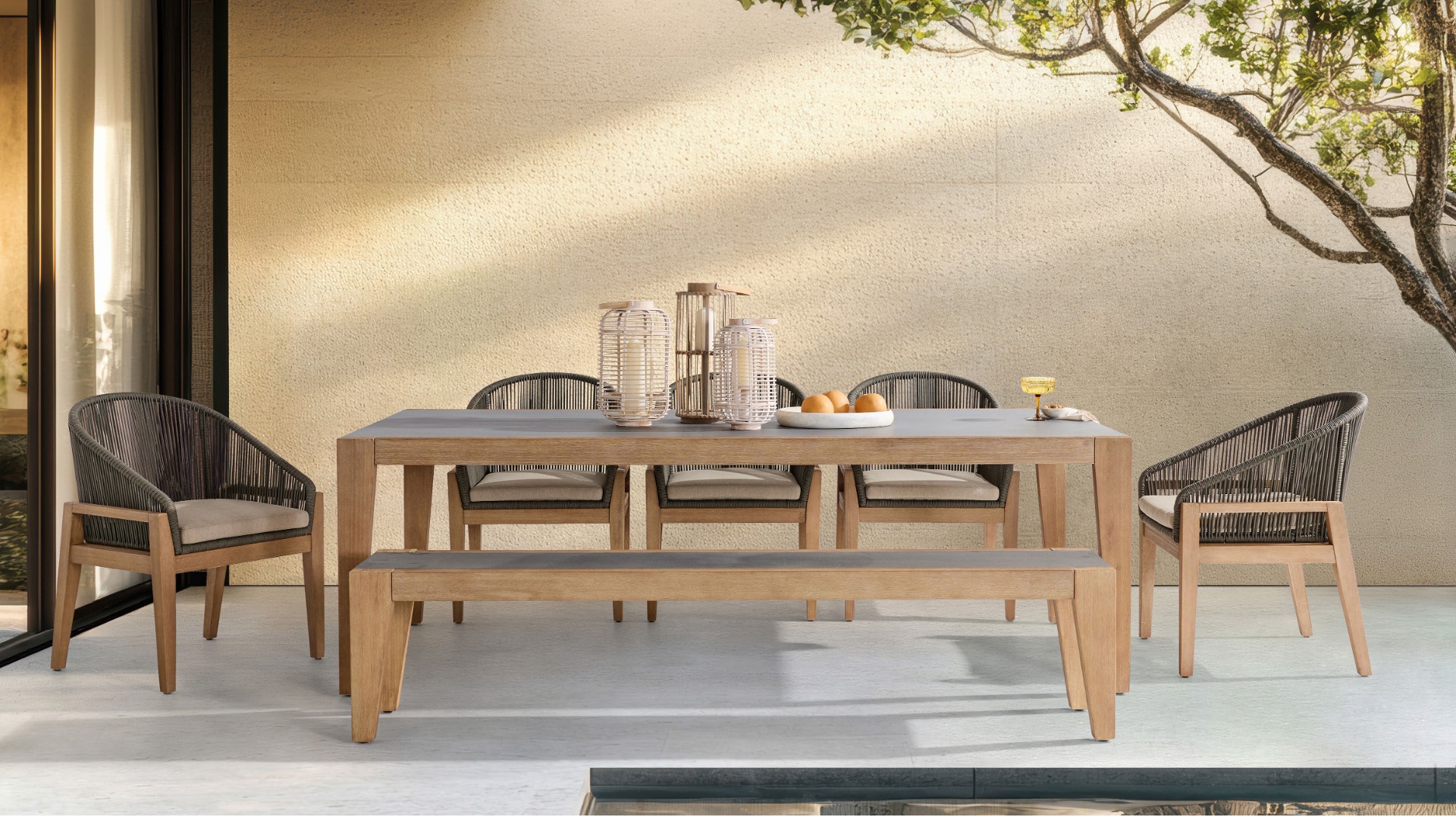 Monument Outdoor Dining Table with Concrete Top