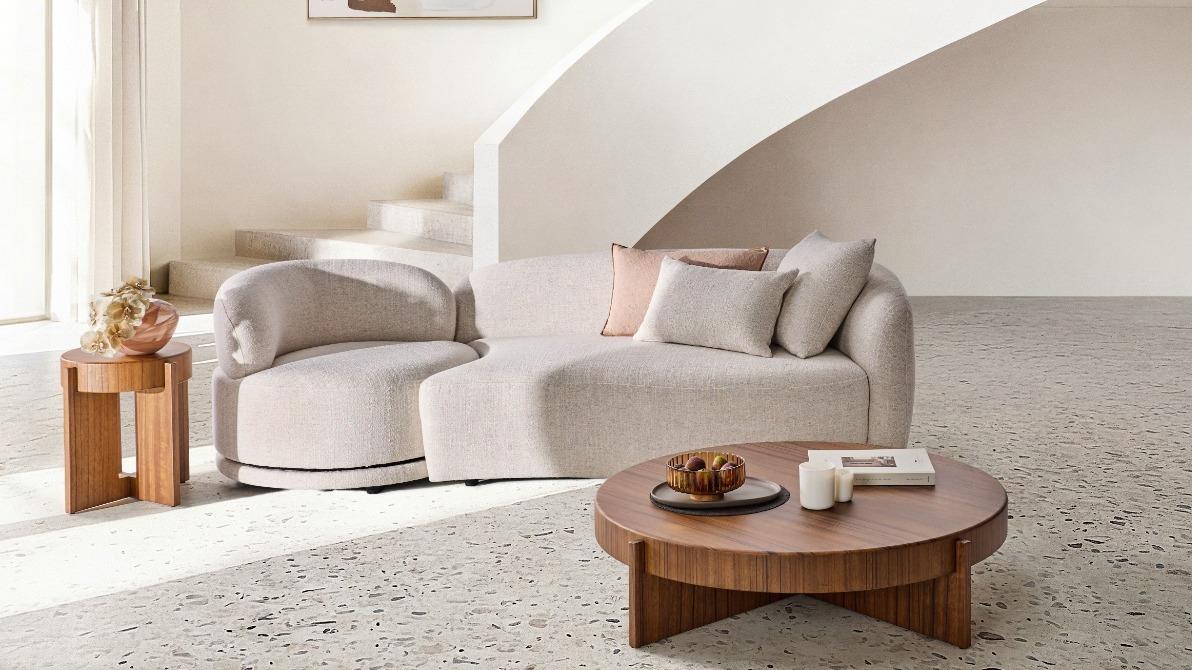 Miranda 2-Seater Fabric Lounge with Right Hand Facing Arm