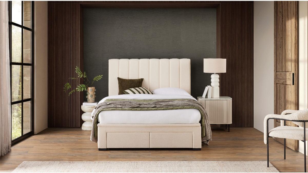 Como High Bed Frame with Drawer and Gaslift