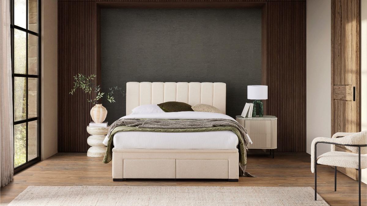 Como Low Bed Frame with Drawer and Gaslift