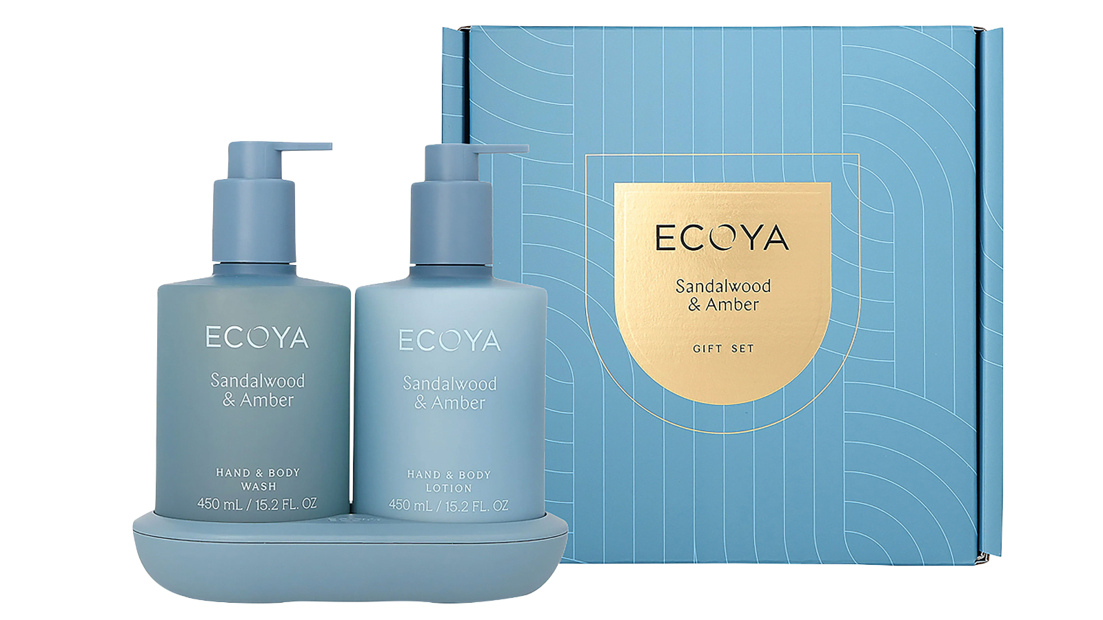 Ecoya Sandalwood & Amber Bathroom Edit - Wash & Lotion Set