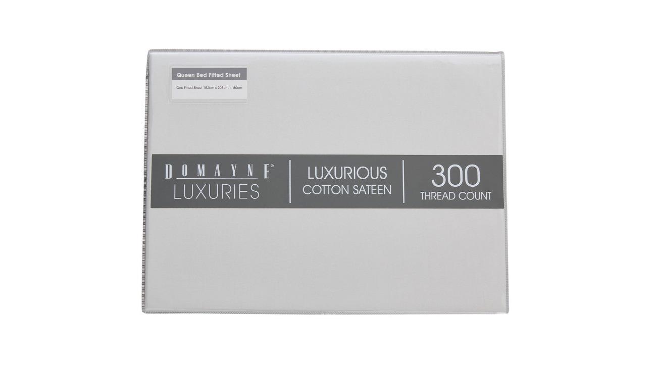Domayne Luxuries 300TC Silver Fitted Sheet 