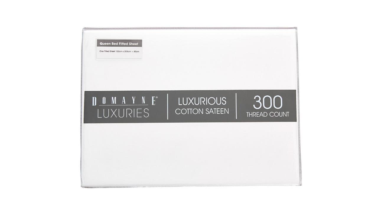 Domayne Luxuries 300TC White Fitted Sheet 