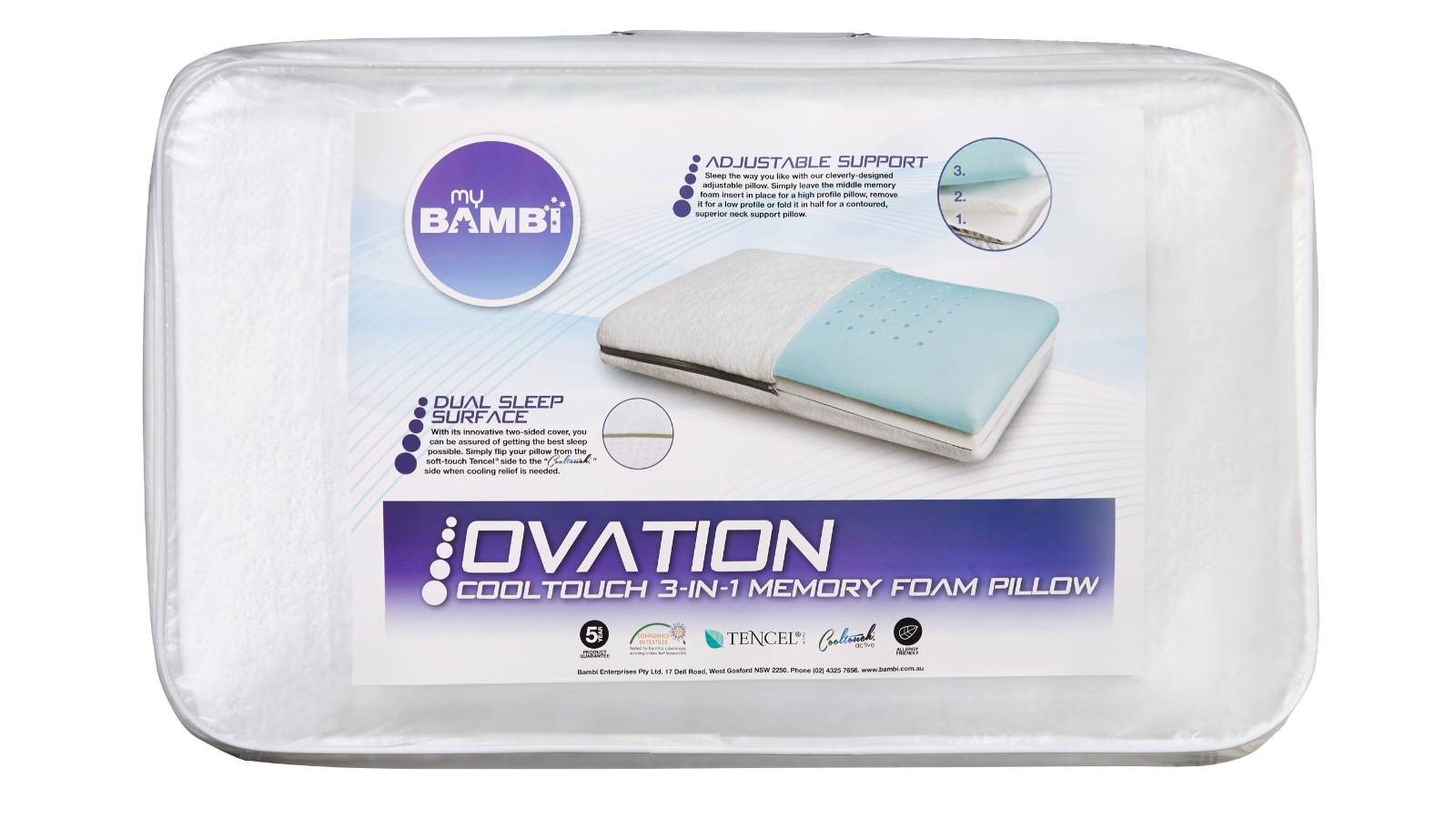 Bambi Ovation 3 in 1 Memory Foam Pillow 