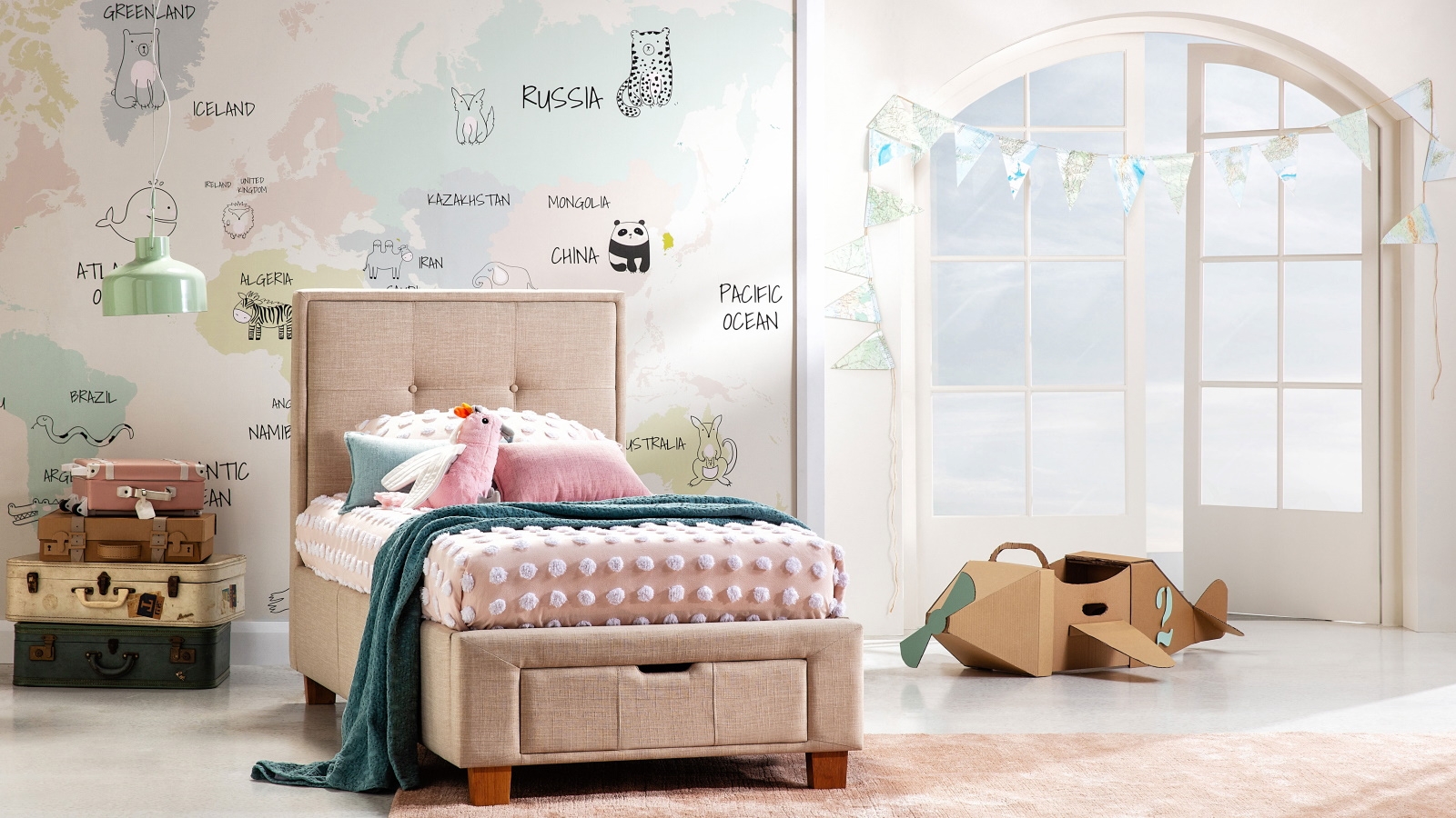 Halo Single Bed Frame with Storage - Beige