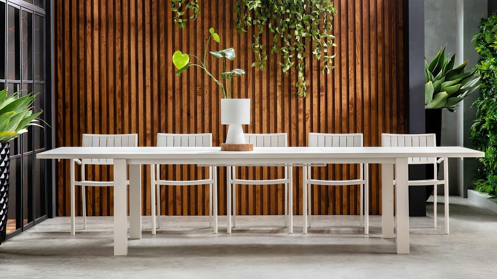 Akira Outdoor White Extension Dining Table Domayne