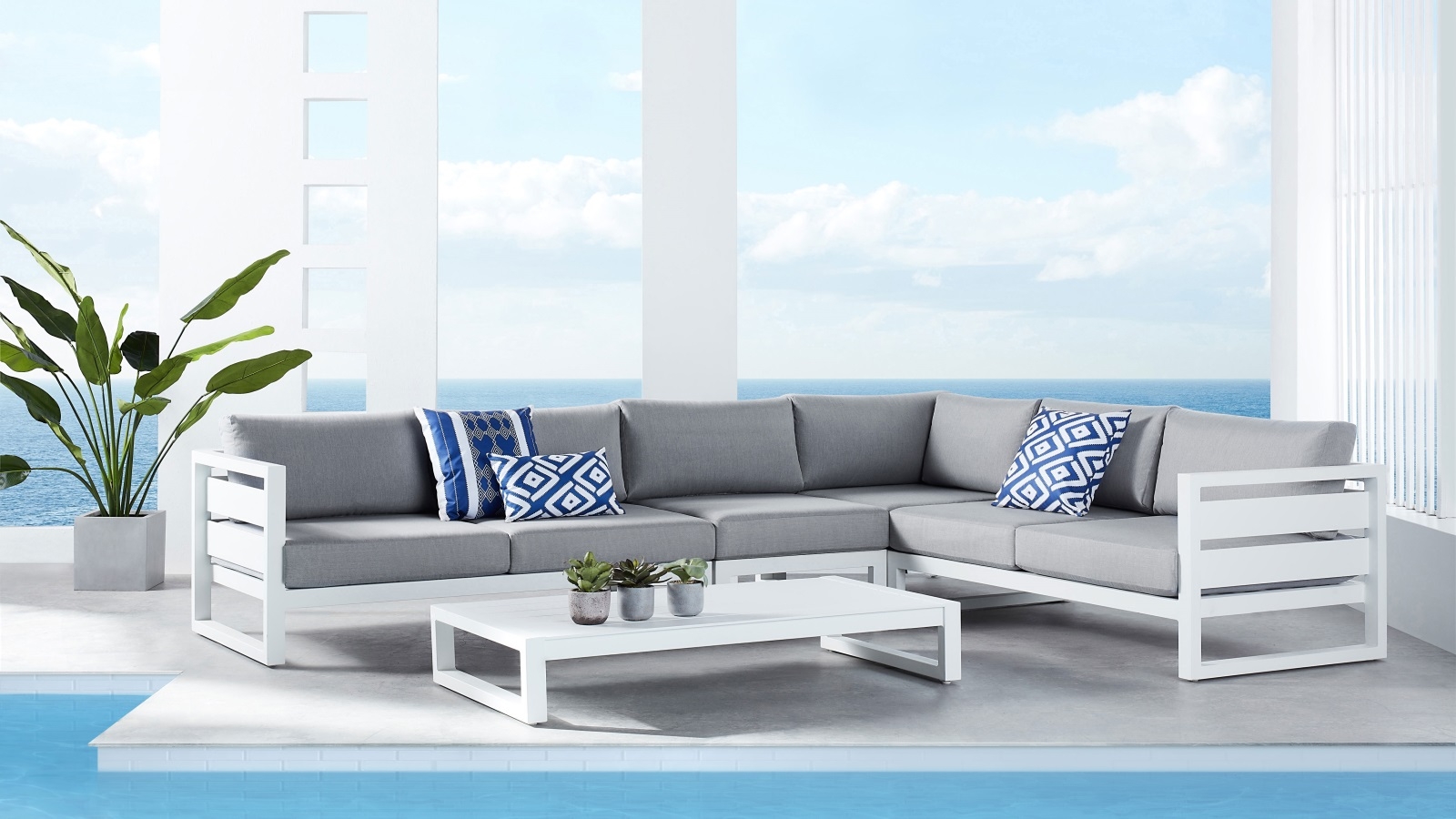 Retreat 4Piece Outdoor Corner Modular Lounge Domayne