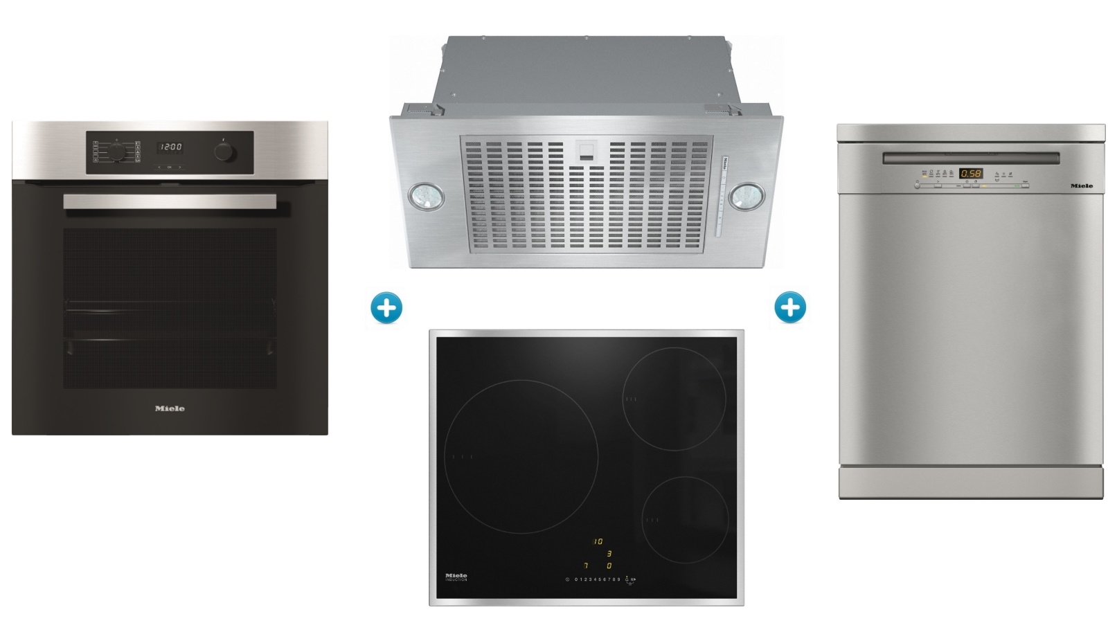 Miele 600mm Pyrolytic Oven with Induction Cooktop, Built-in Rangehood & Dishwasher