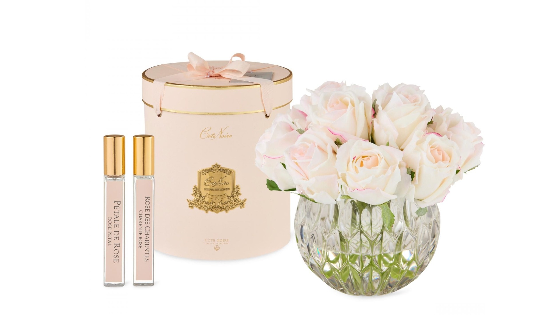 Cote Noire Round Pink Blush Rose Bud Bouquet