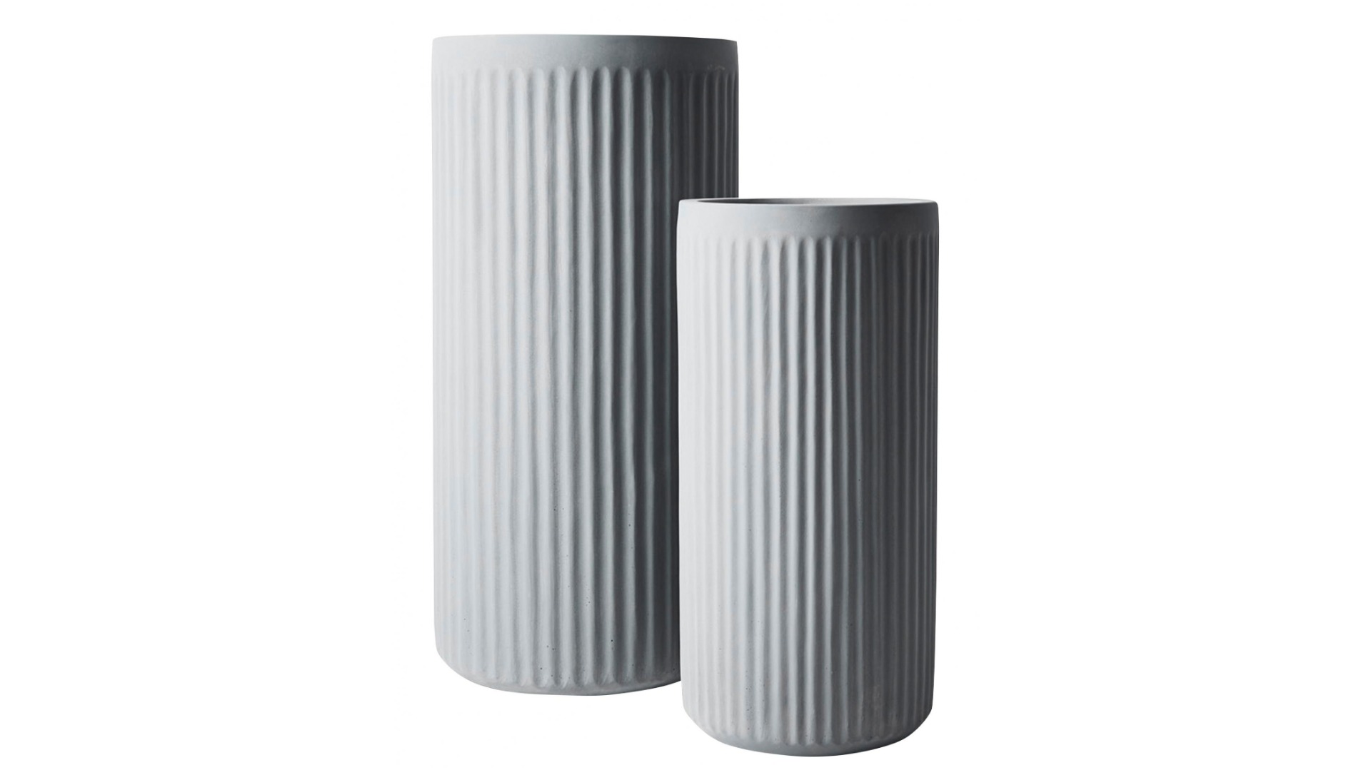 Pleat Cylinder Pot in Grey