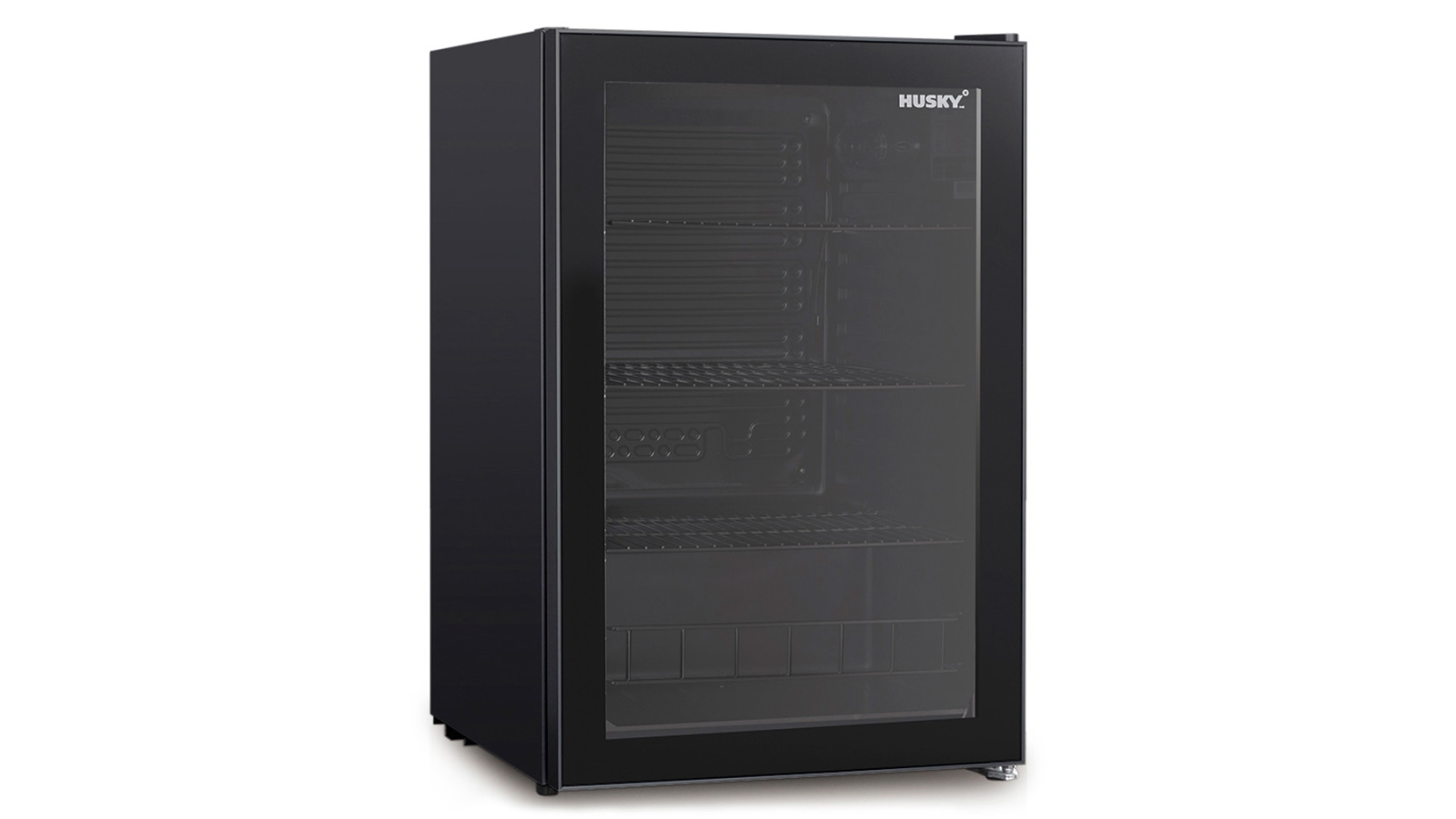 Husky 130L Heated Door Undercounter Bar Fridge - Black