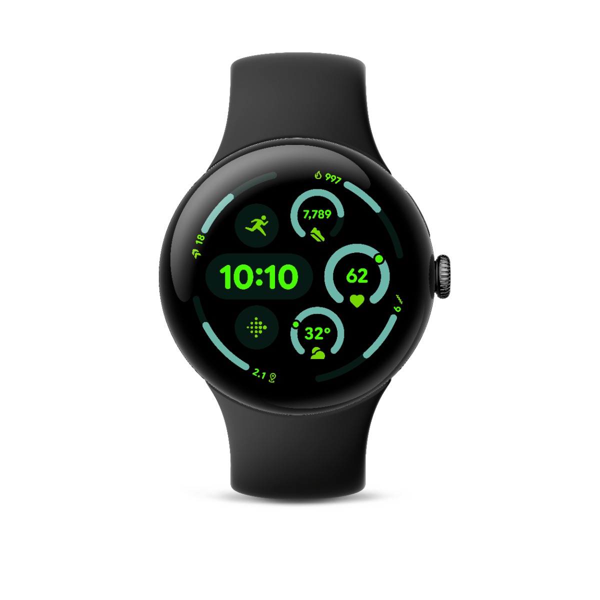 Google Pixel Watch 3 Bluetooth Matte Black 45mm Aluminium Case with Obsidian Active Band Domayne