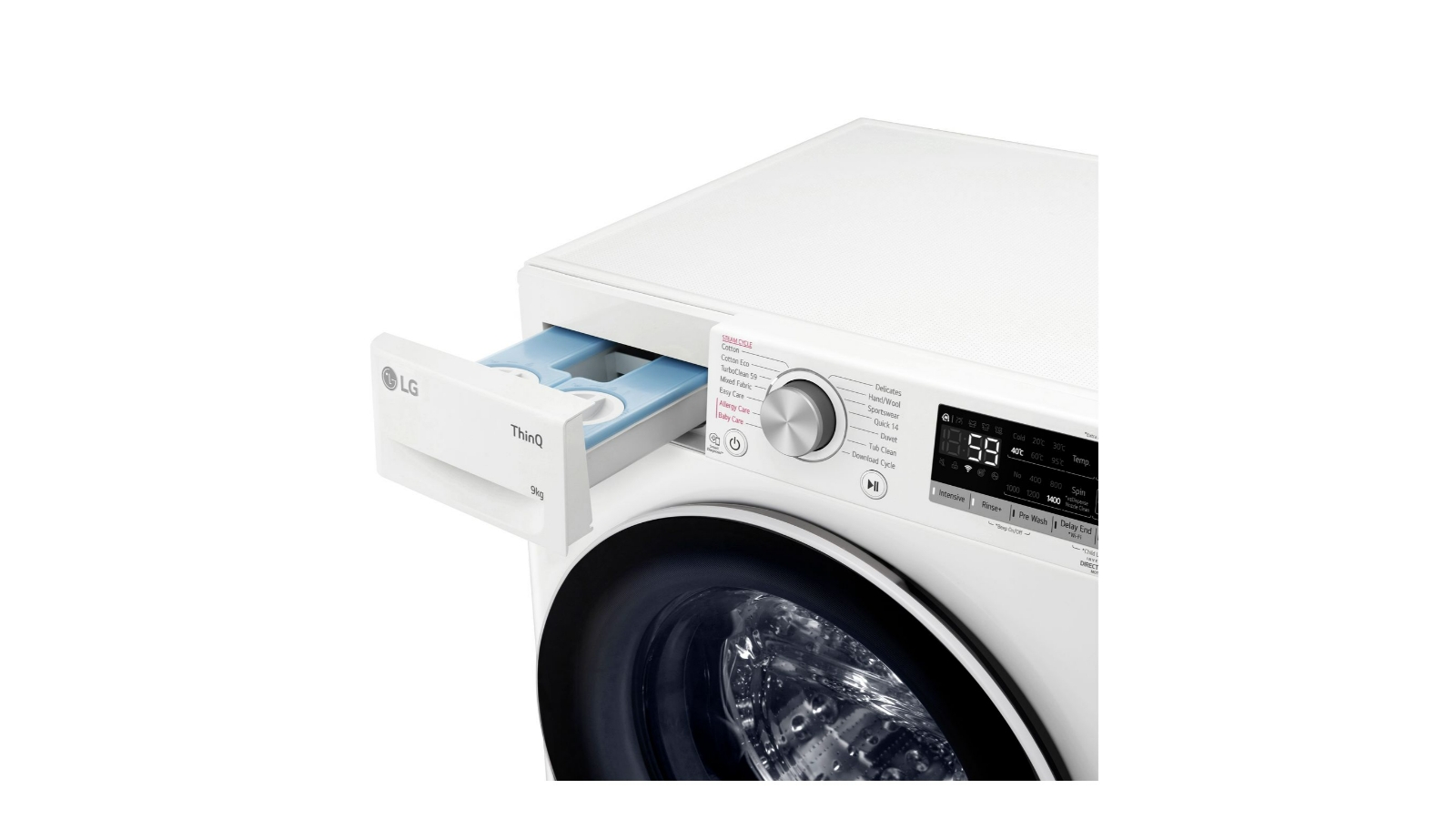 LG Series 6 9kg Front Load Washing Machine with ezDispense Auto Dosing White Domayne