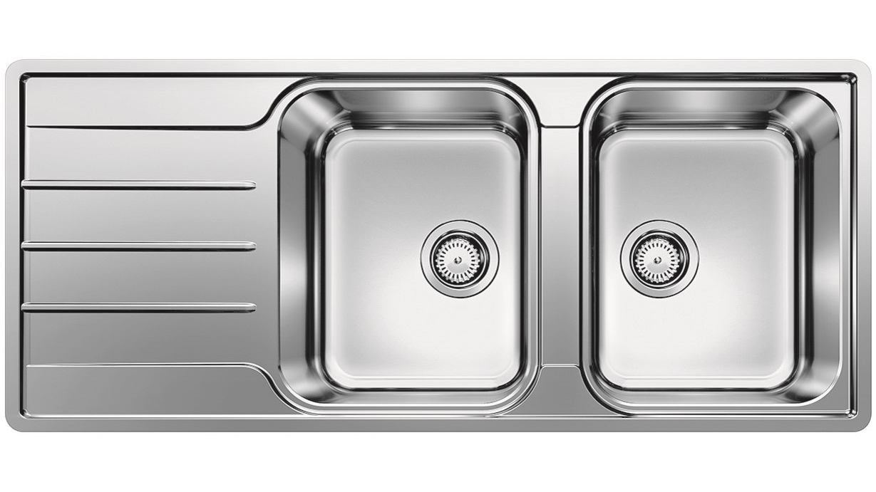 Blanco Right Hand Double Bowl Inset/Flushmount Sink with Drainer