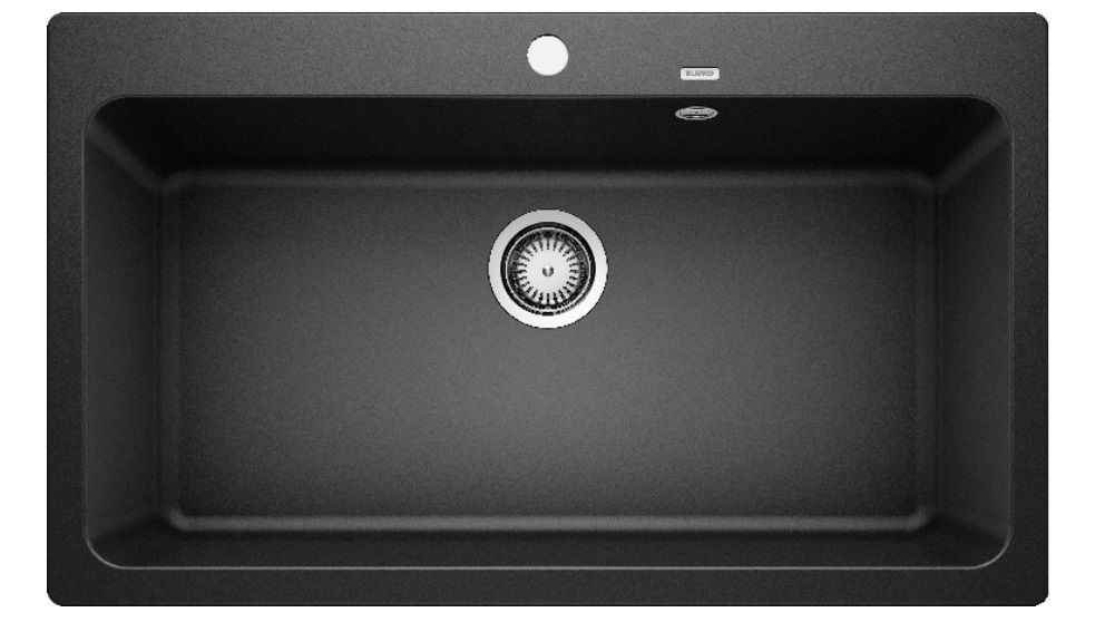 Blanco Naya XL 9 Single Extra Large Bowl Inset Sink with Overflow and Tap Ledge - Black