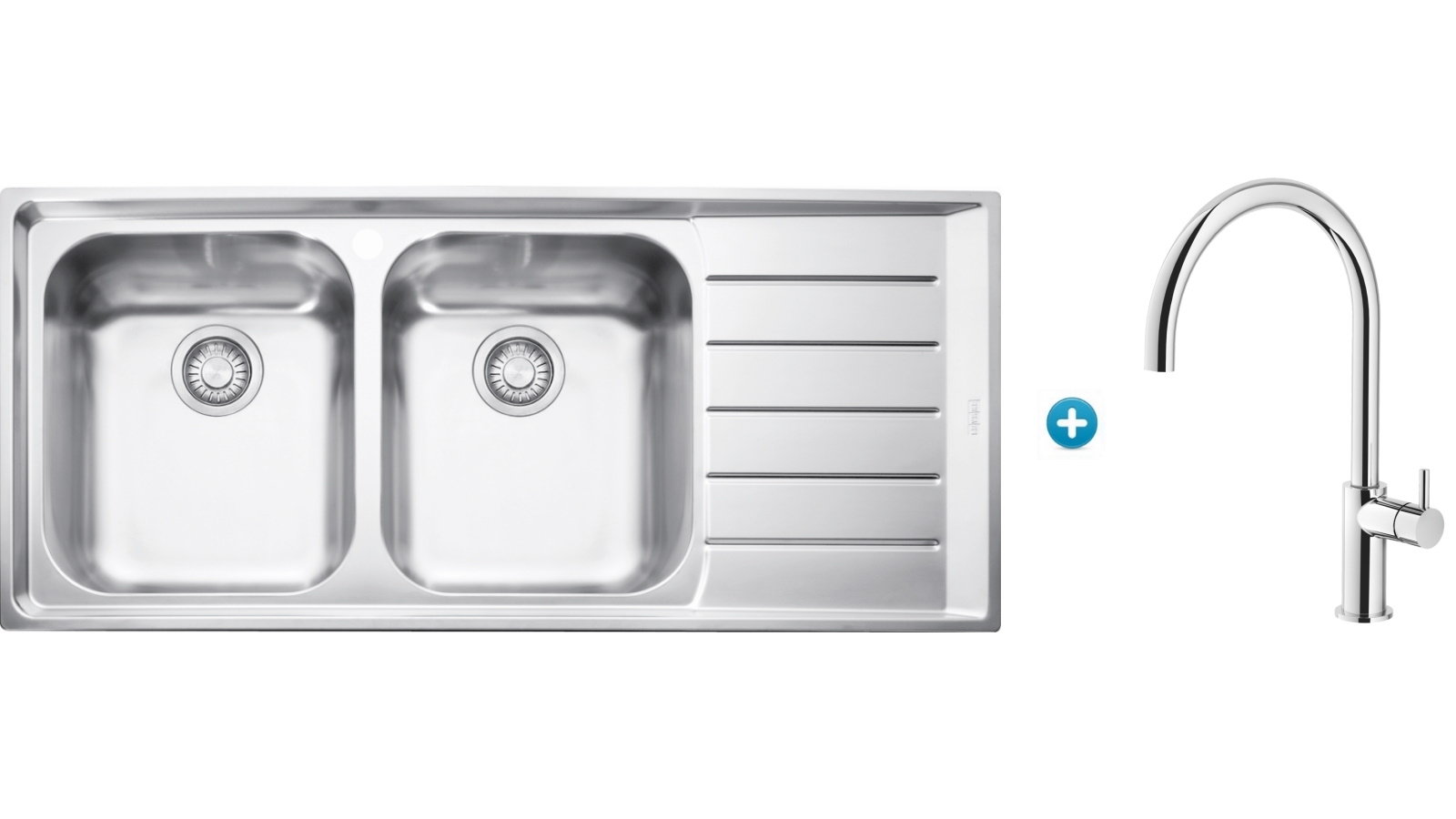 Franke Neptune NEX 621 Double Bowl Sink with Verona Non Pull-Out