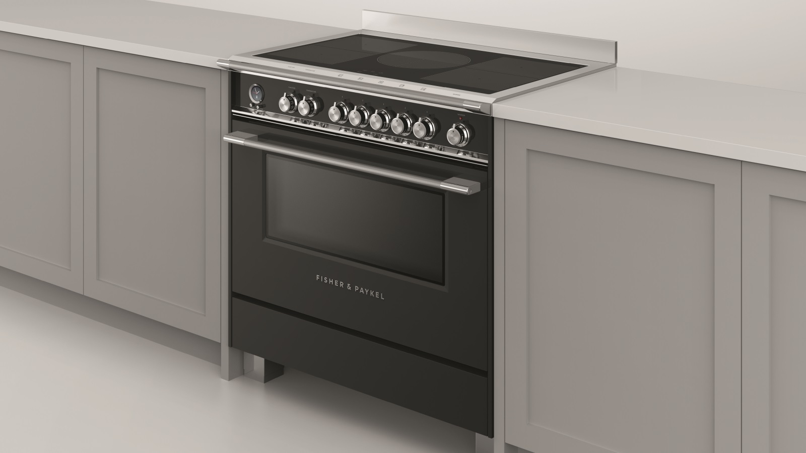 Fisher Paykel 900mm Pyrolytic Freestanding Induction Cooker Black Domayne