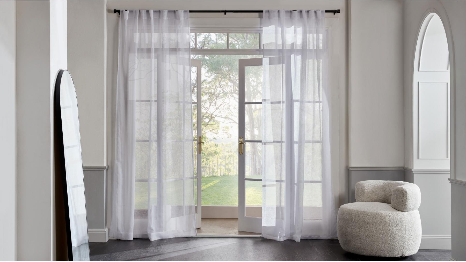 Orson Sheer Single Curtain in White - 180x250cm
