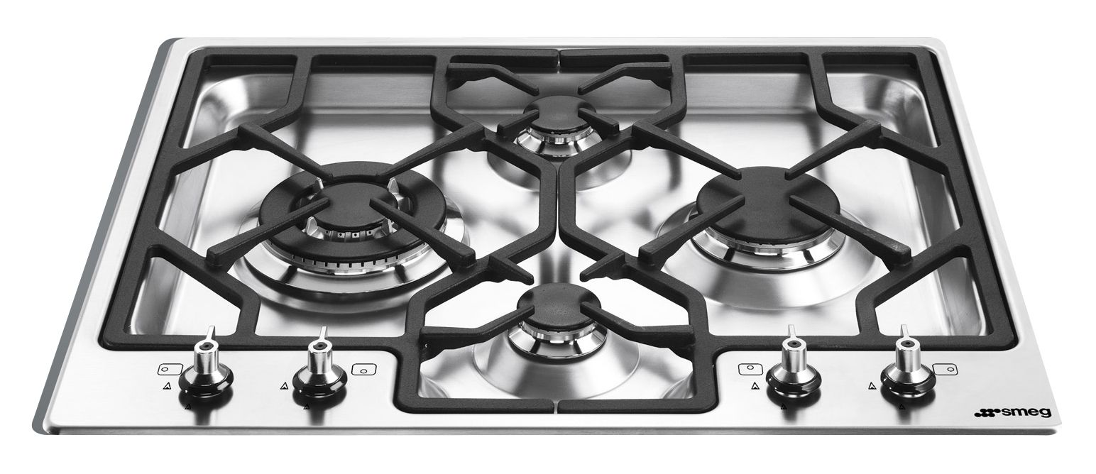 Smeg 600mm 4 Burner Gas Cooktop - Stainless Steel