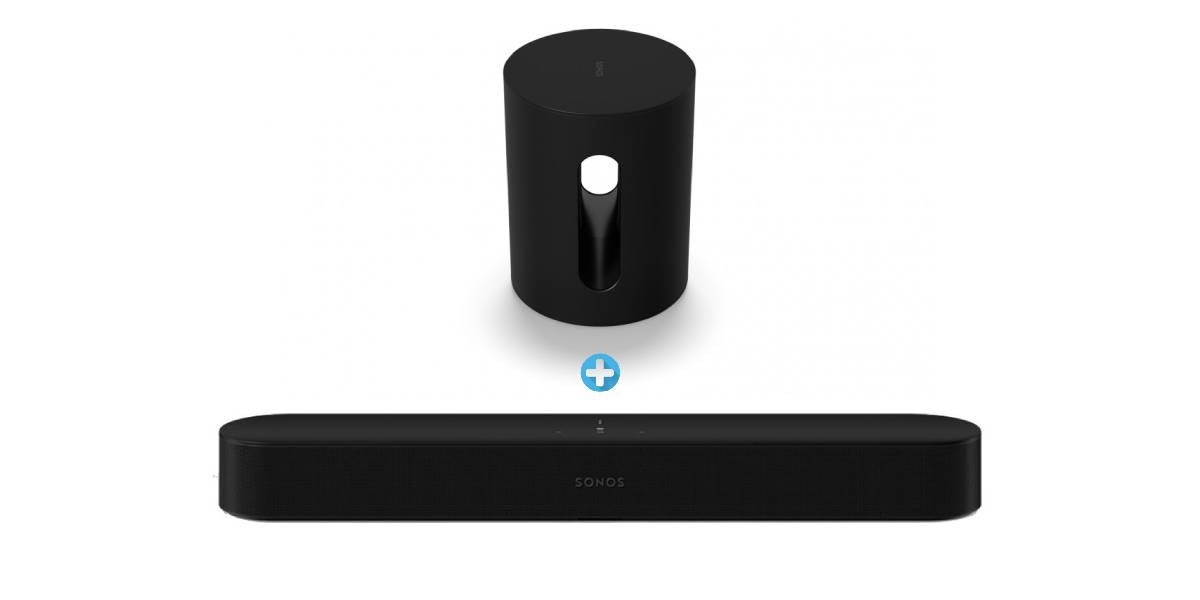 Sonos Beam (Gen 2) Smart Soundbar & Sub Mini Subwoofer Package - Black