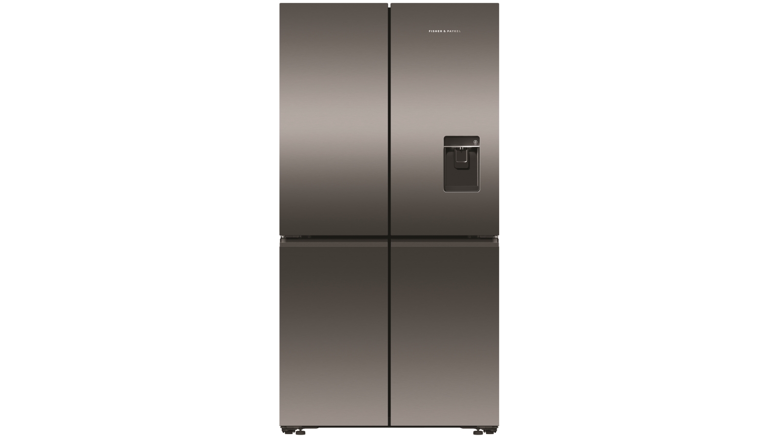 Fisher & Paykel 538L Recessed Handle Quad Door Fridge with Ice & Water Dispenser - Black Stainless Steel