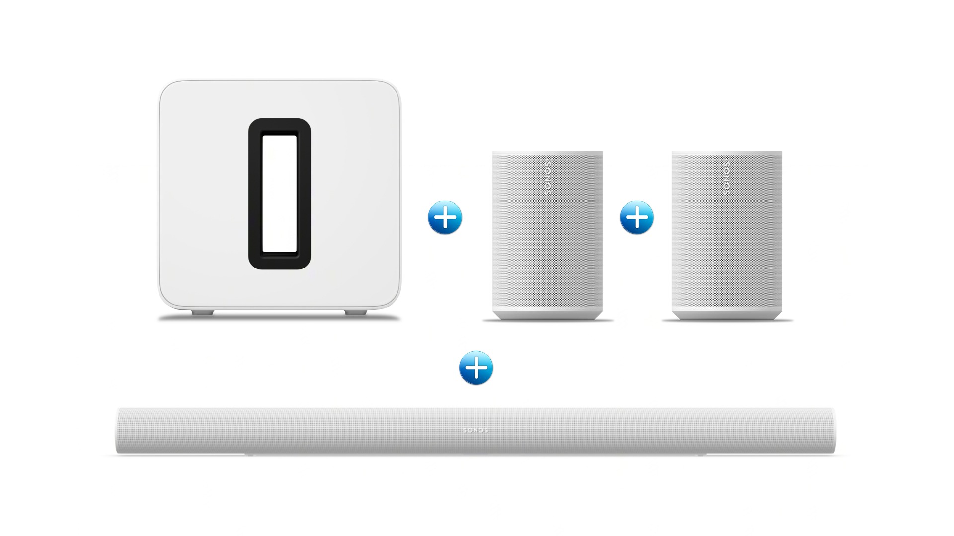 Sonos Arc Ultra Home Theatre Soundbar plus Sub 4 Wireless Subwoofer plus Era 100 Smart Speaker Package - White