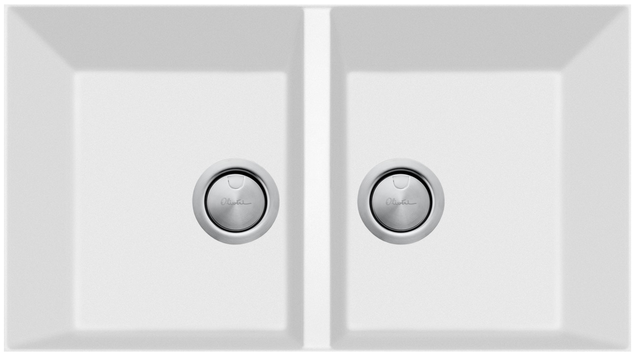 Oliveri Santorini White Piccolo Double Bowl Undermount Sink