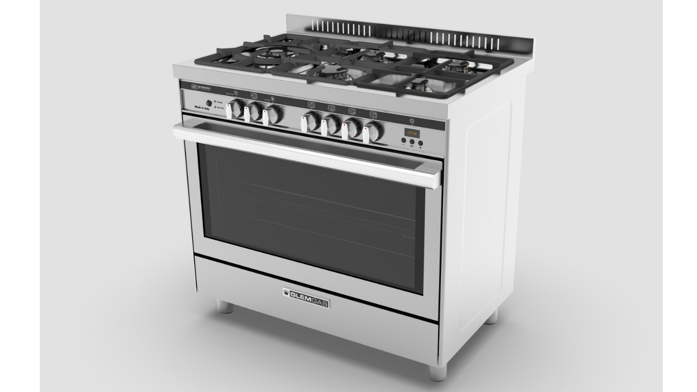 Glem 900mm Stainless Steel Freestanding Bi Energy Cooker with Doppio Oven Technology