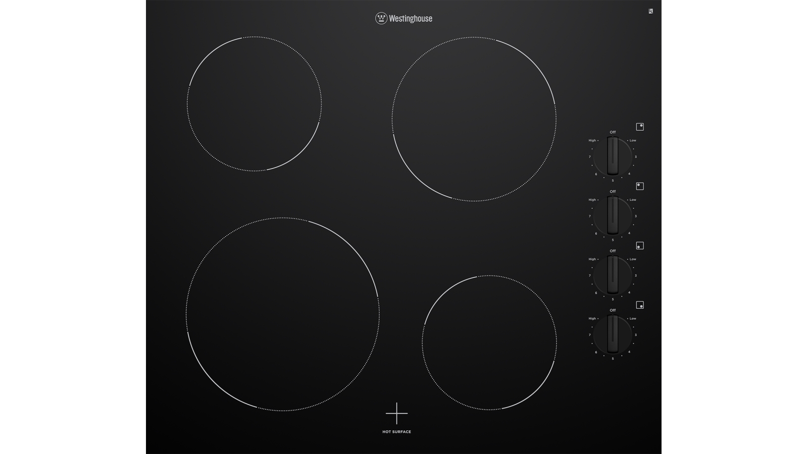Westinghouse 600mm 4 Zone Ceramic Cooktop with Knob Control