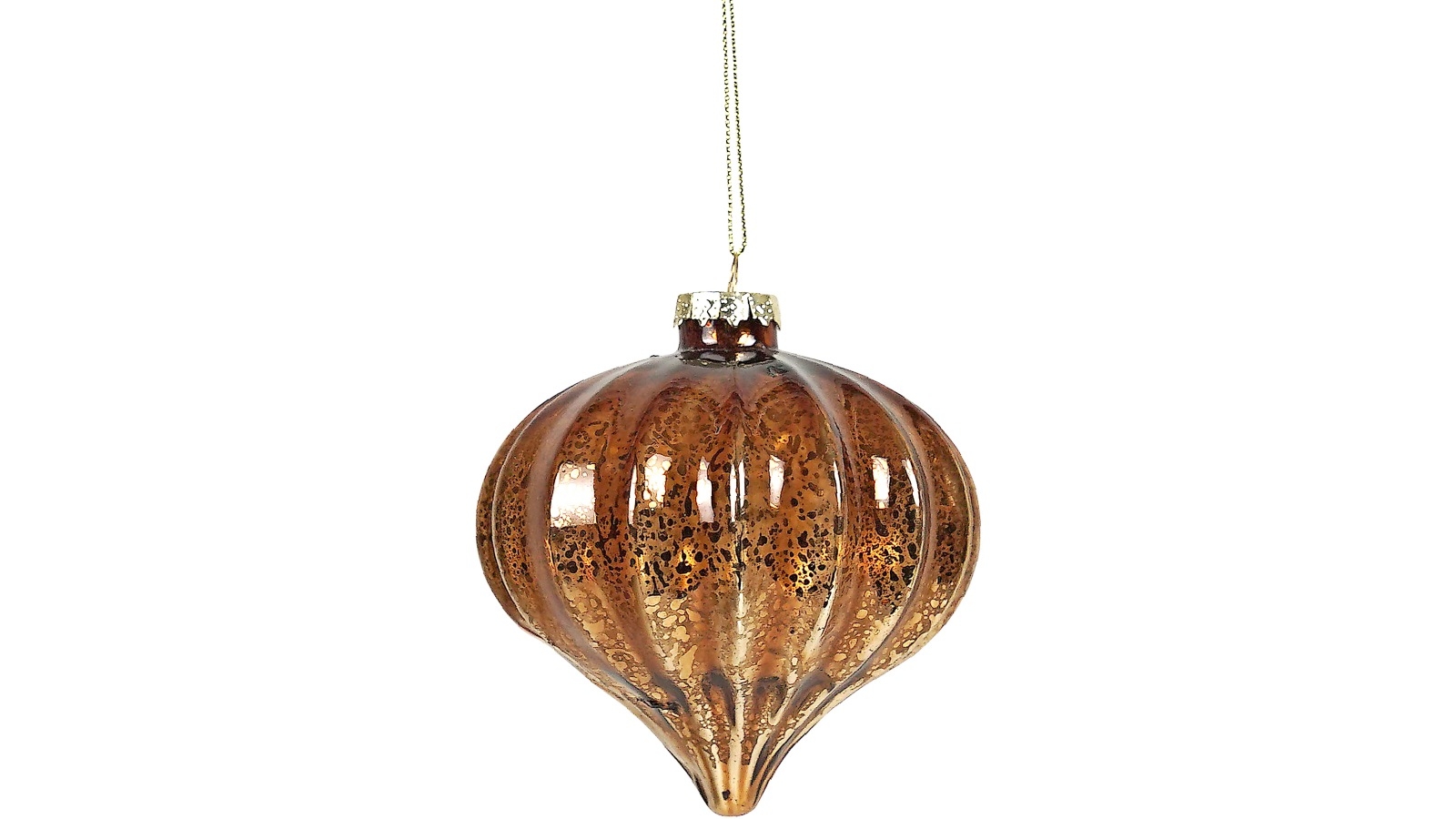 Onion Dark Copper Ribbed Bauble
