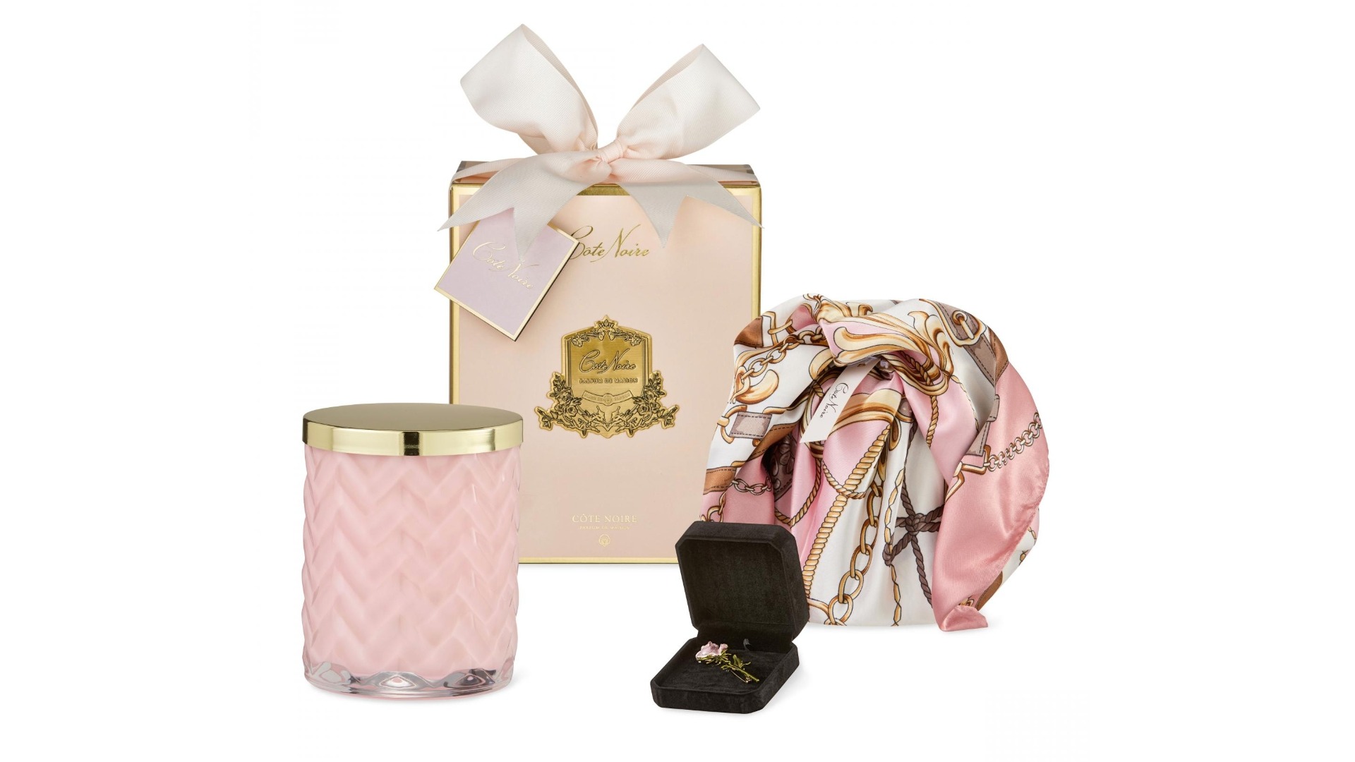 Cote Noire Herringbone Charente Rose 600g Candle