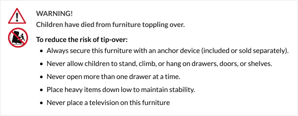 Toppling Furniture Warning