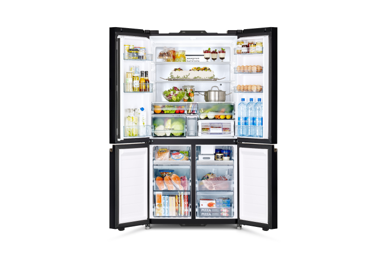 Hitachi 638L 4 Door French Door Fridge Glass Matte White Domayne